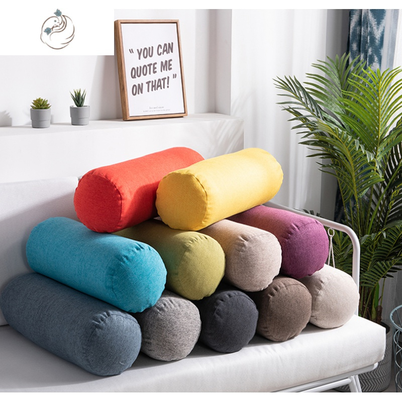 可拆洗混棉麻简约北欧家居抱枕沙发靠垫靠枕圆枕头长条枕圆柱枕舒适