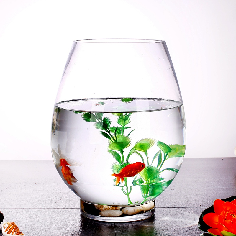 鱼缸玻璃水培植物花瓶花盆高透明恐龙蛋绿萝创意水养鱼缸器皿容高清大图