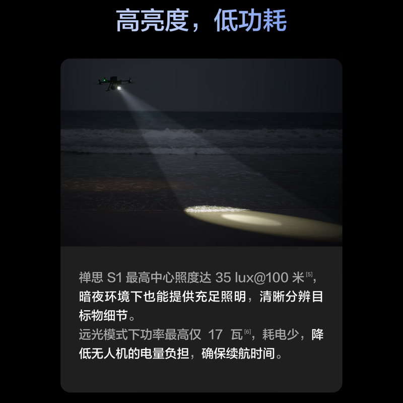 大疆(DJI)三轴云台探照灯 禅思S1 适配M400/M350 近光/远光/全开/爆闪 应急救援高清大图