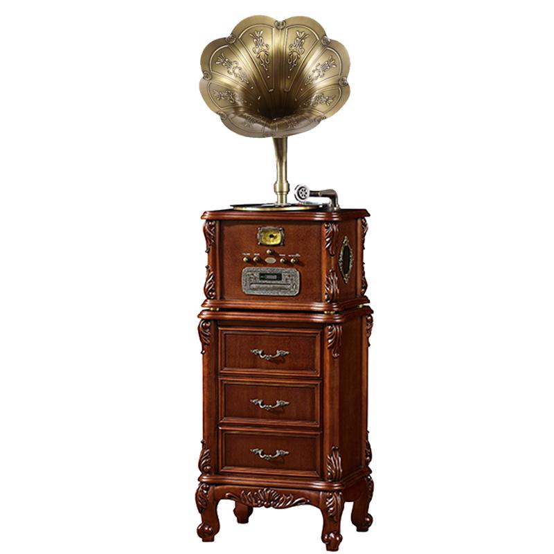 欧蒂诺 JD-898Z 仿古留声机 老式黑胶电唱机复古唱片机音响大喇叭 经典棕