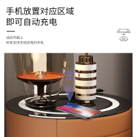 兰秀家居 轻奢岩板智能床头柜现代简约多功能带灯无线充电卧室家具小柜子储物柜极简小型皮质床边柜收纳柜
