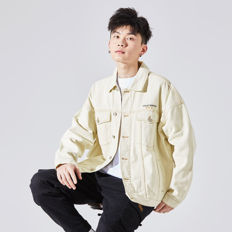 唐狮男牛仔外套后背绣花牛仔外套男士休闲外套潮流新款外套男装外套