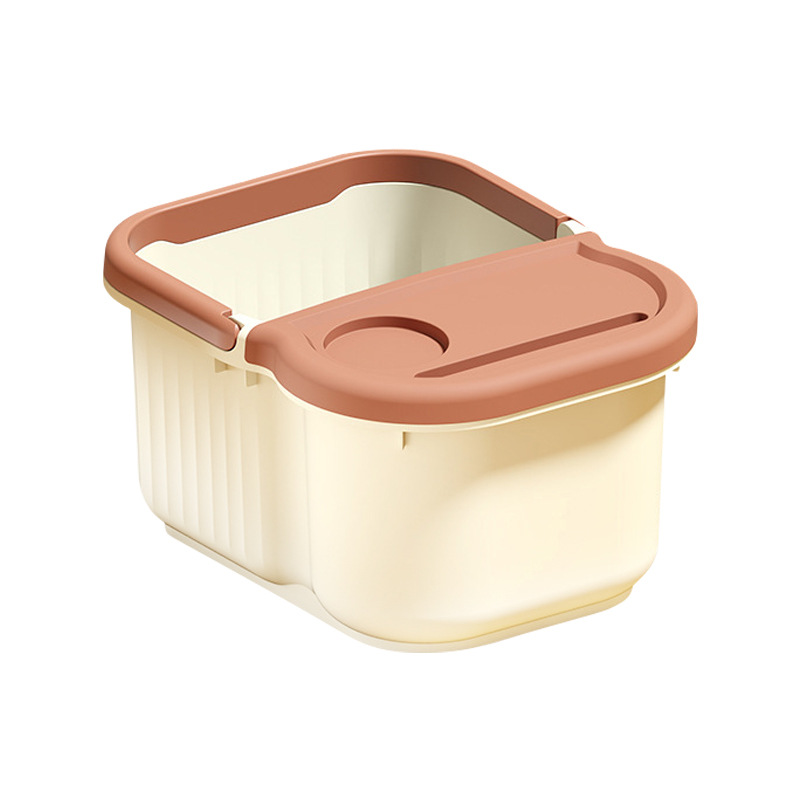 冀华美家用泡脚桶加高过膝洗脚桶冬季保温泡脚盆手提大号养生按摩足浴桶 小号白灰色高清大图