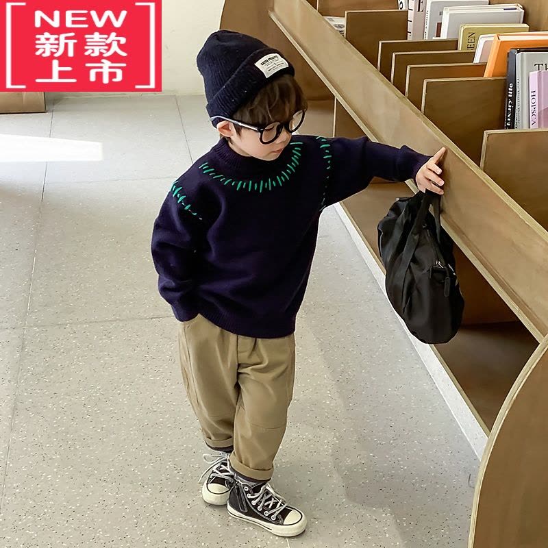 可莉允萌萌哒童装2022秋冬装儿童刺绣针织毛衣男童宝宝新款保暖上衣潮图片