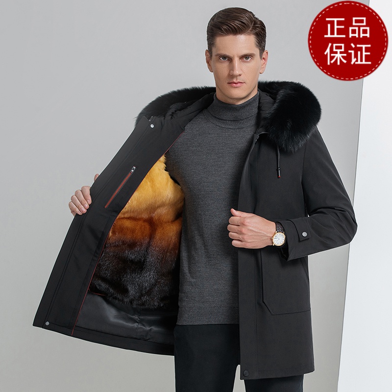[免费顺丰内胆毛领可脱]黄金水貂绒内胆派克服男皮草皮毛一体加厚防寒服狐狸毛大衣冬外套2024新款轻奢皮草大码防水外套男装高清大图