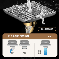 枪灰不锈钢防臭地漏LT-1031 单用方圆-浅水