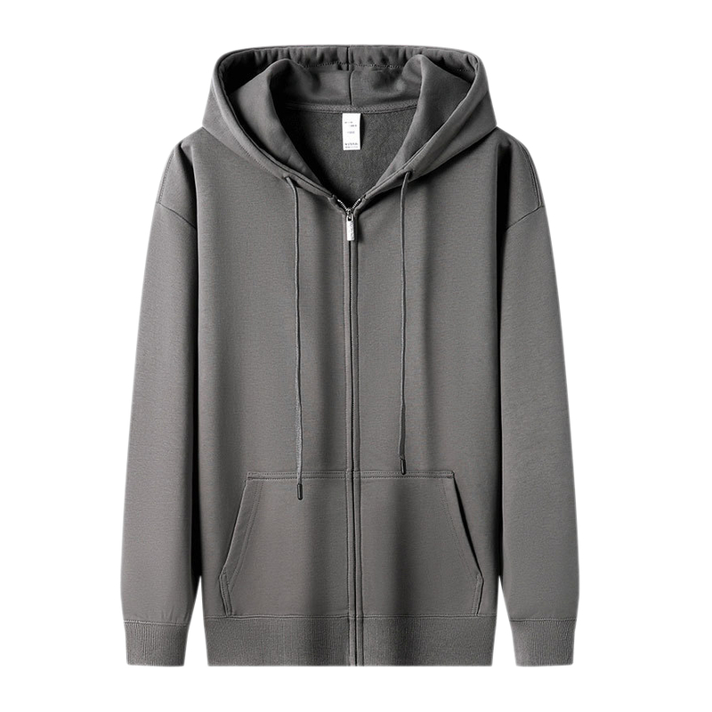 恒源祥连帽卫衣男士春秋季2023新款宽松休闲运动纯色拉链开衫外套