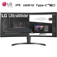 LG 34英寸34WN80C -B 21:9 曲面 超宽带鱼屏 2K Type-C反向60W 快充 HDR 升降底座 IPS屏 游戏 显示器
