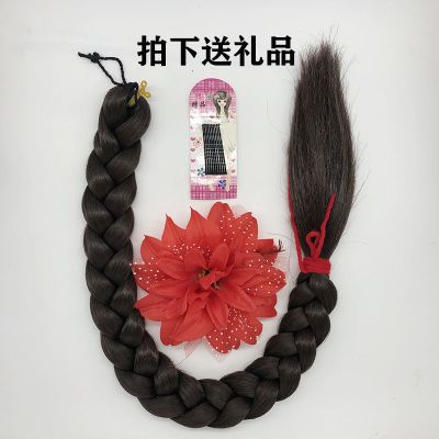 棕色假发辫子秧歌舞蹈演出大辫子民国学生单辫子影楼古装造型配饰 30厘米 3厘米宽黑色