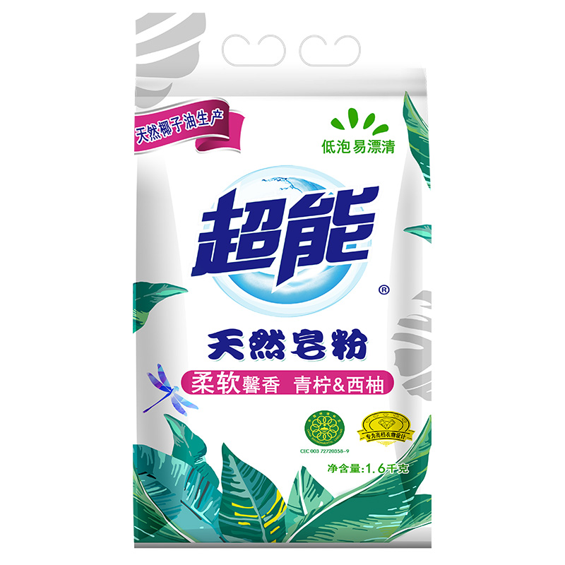 超能天然皂粉馨香柔软1.6kg[纳爱斯]