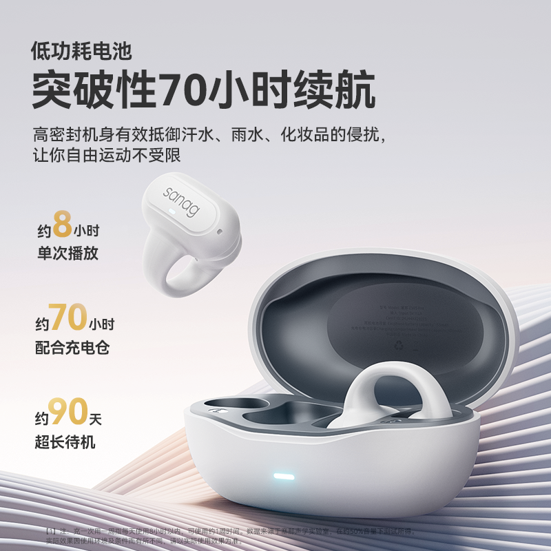 SANAG塞那 z50sPRO无线骨传导蓝牙耳机不入耳游戏运动耳夹超长待机 象玉白高清大图
