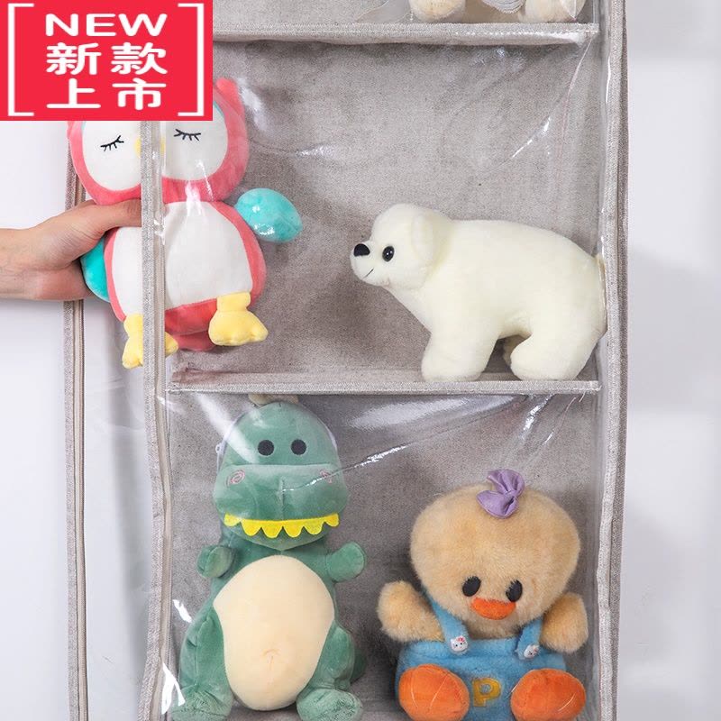 可莉允门后全封闭毛绒玩具棉花布娃娃布偶墙挂柜侧收纳器公仔防尘挂袋图片