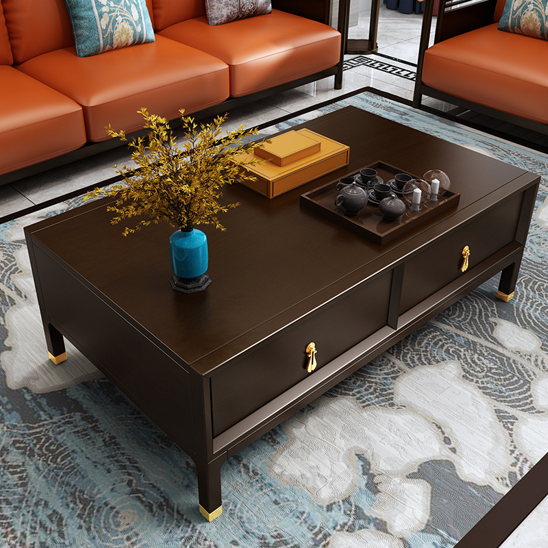 景山百岁 新中式茶几 实木茶几 茶几电视柜组合 轻奢茶几 美式茶几