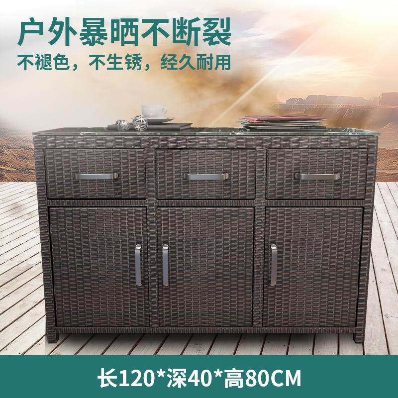 BONJEAN阳台收纳柜整理柜庭院置物柜防水防晒家用制定柜子藤编户外储物柜高清大图