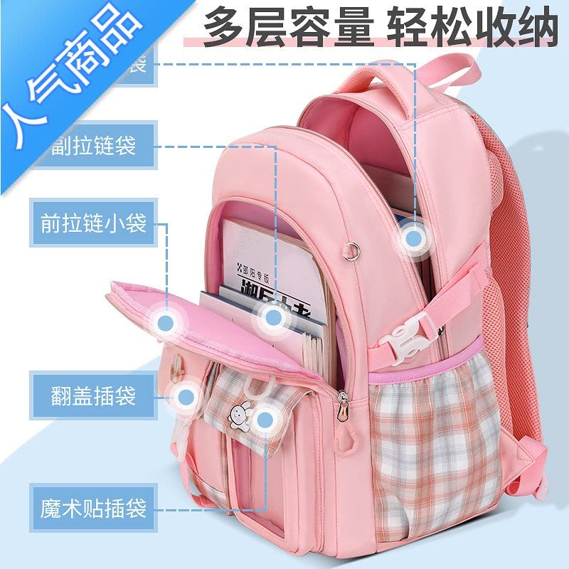 封后新款书包小学生女生一二三到六年级超轻女孩减负护脊女童儿童背包学生书包图片