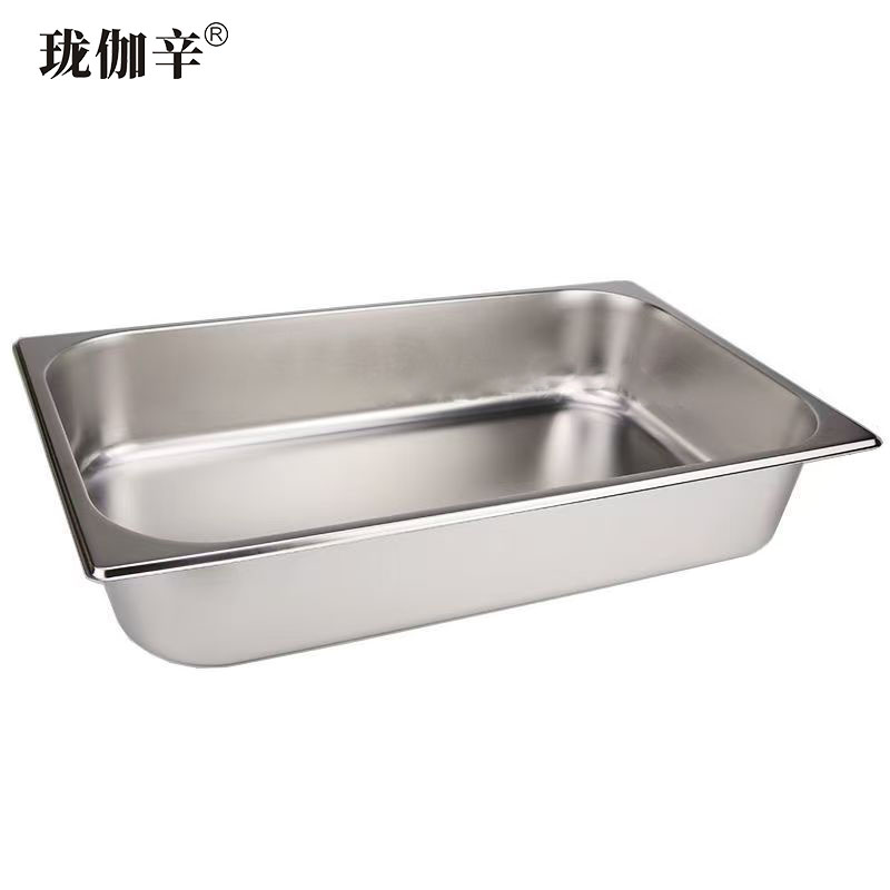 珑伽辛 不锈钢份数盆分餐盒 1/1盆535*330*100mm/个高清大图