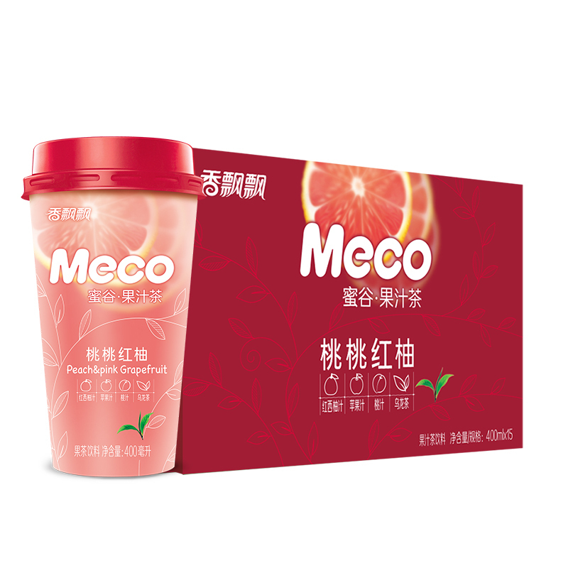 香飘飘桃桃红柚果汁茶饮料400ml15杯整箱装