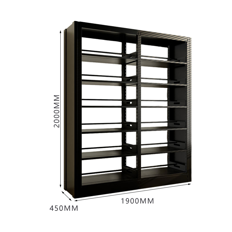 臻远ZY4072617 钢制书架资料架 双面6层一列二组黑色 1900*450*2000mm高清大图