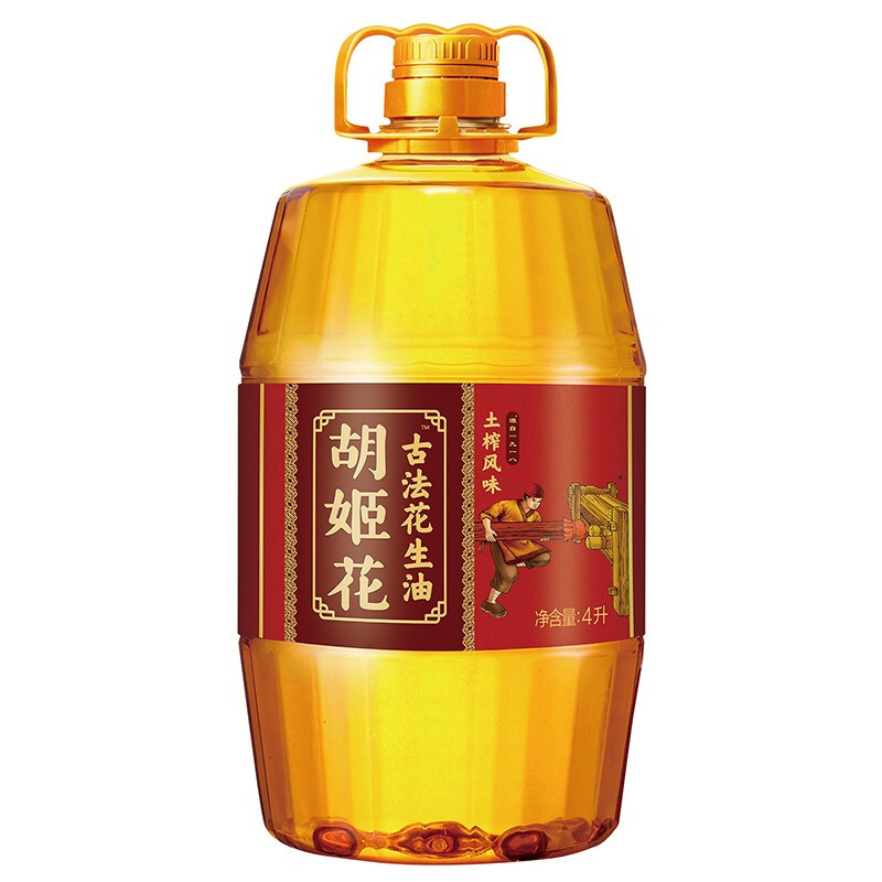胡姬花 土榨风味古法花生油4L 一级压榨食用油