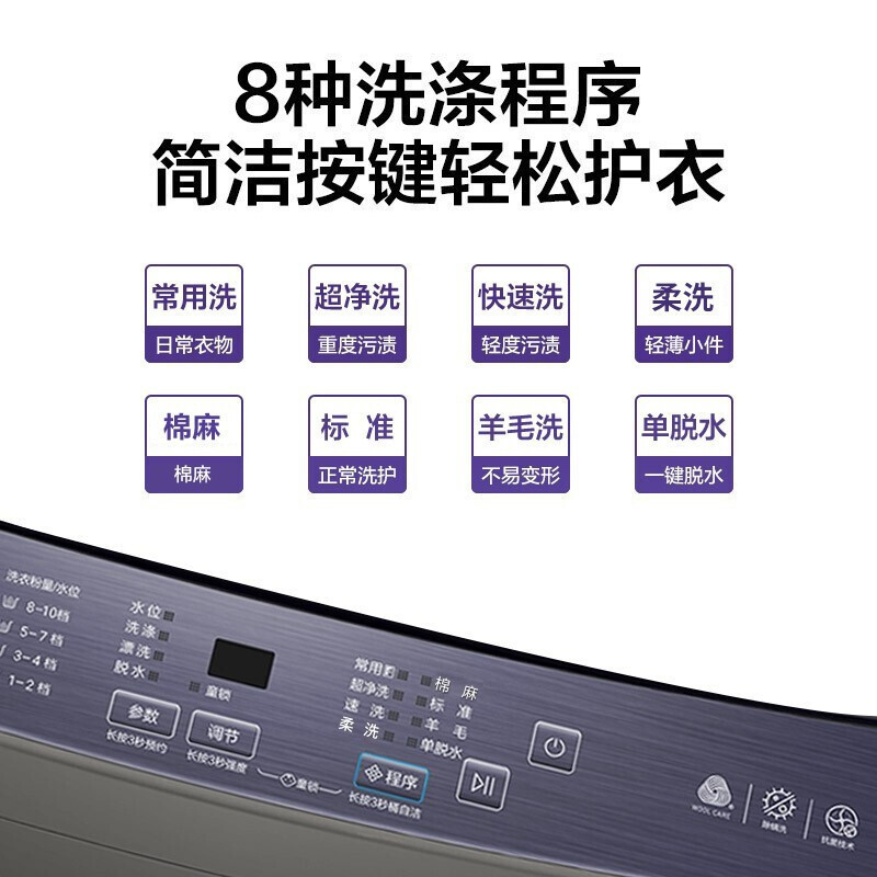 海尔(Haier)洗衣机 10公斤全自动波轮10公斤大容量家用智能预约 新二级能效 健康桶自洁 XQB100-Z206
