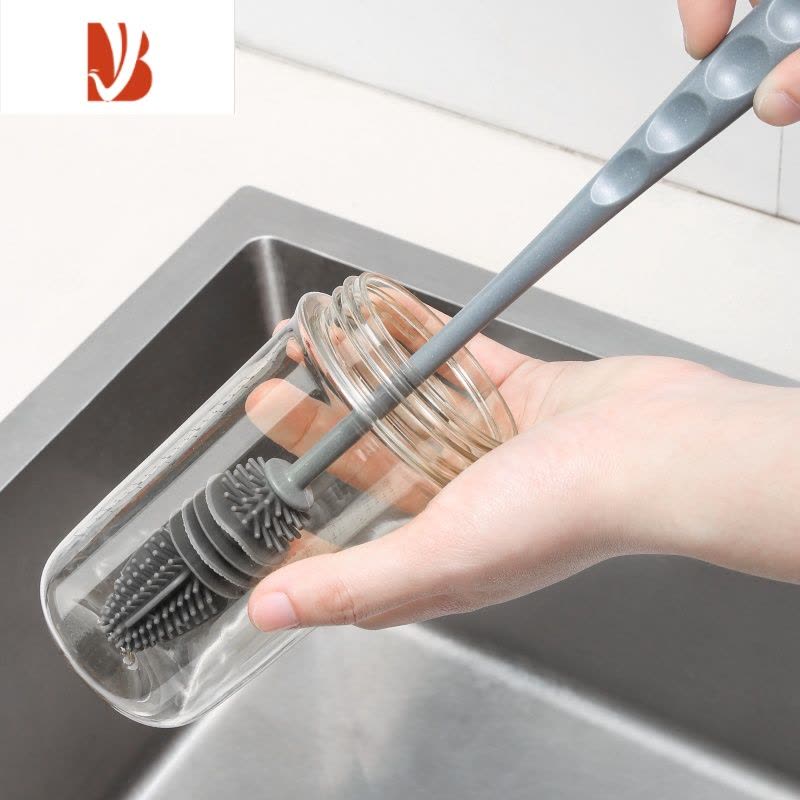 三维工匠洗杯子刷子去污器无死角专用清洁刷奶瓶破壁机长柄硅胶家用杯刷图片