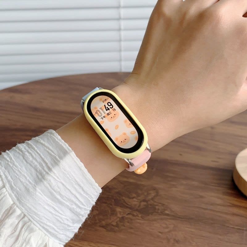 [冰淇淋小熊]适用小米手环9表带10手表表带智能手环8代可爱八九十夏天硅胶表链保护壳NFC版陶瓷透气通用配件3264图片