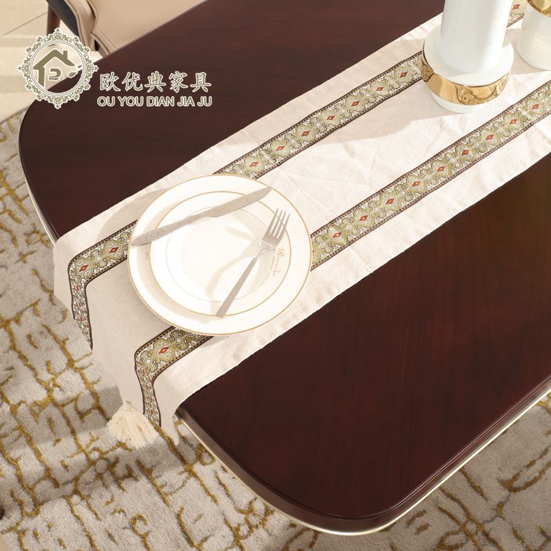 欧式餐桌椅组合法式西餐桌饭桌长方形实木简欧餐厅一桌六椅组合高清大图