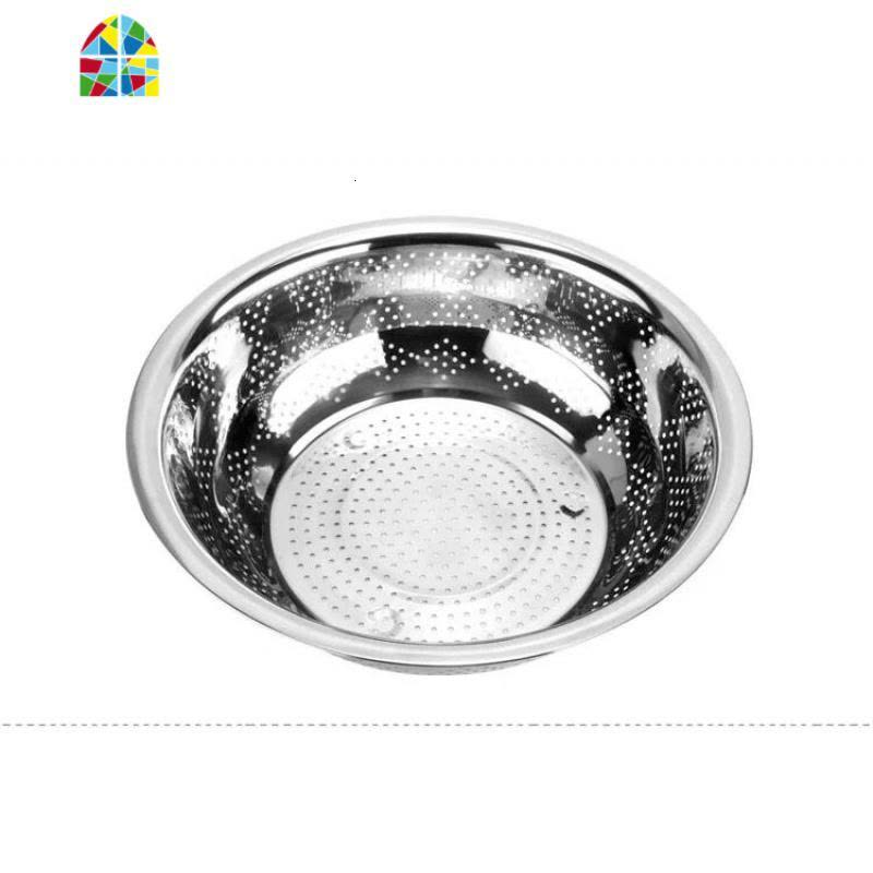 加厚304不锈钢圆形漏盆沥水盆家用洗米洗菜盆厨房淘米篮大水果盆 FENGHOU 28盆+28小孔漏盆套装洗菜篮洗菜篮图片