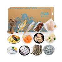 盒马-生鲜优选套餐-F款(大青龙、鳕鱼、海参、三文鱼、黑hu虾、带鱼段、鲳鱼、虾仁、鲍鱼、大小黄鱼、鲜贝柱、佛跳墙)