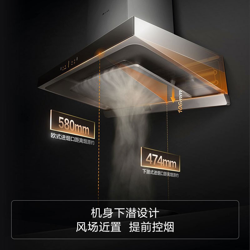方太(FOTILE)24瞬吸风量欧式顶吸式抽吸油烟机家用厨房脱排单油烟机挥手智控油烟机升级款CXW-358-EMQ7高清大图