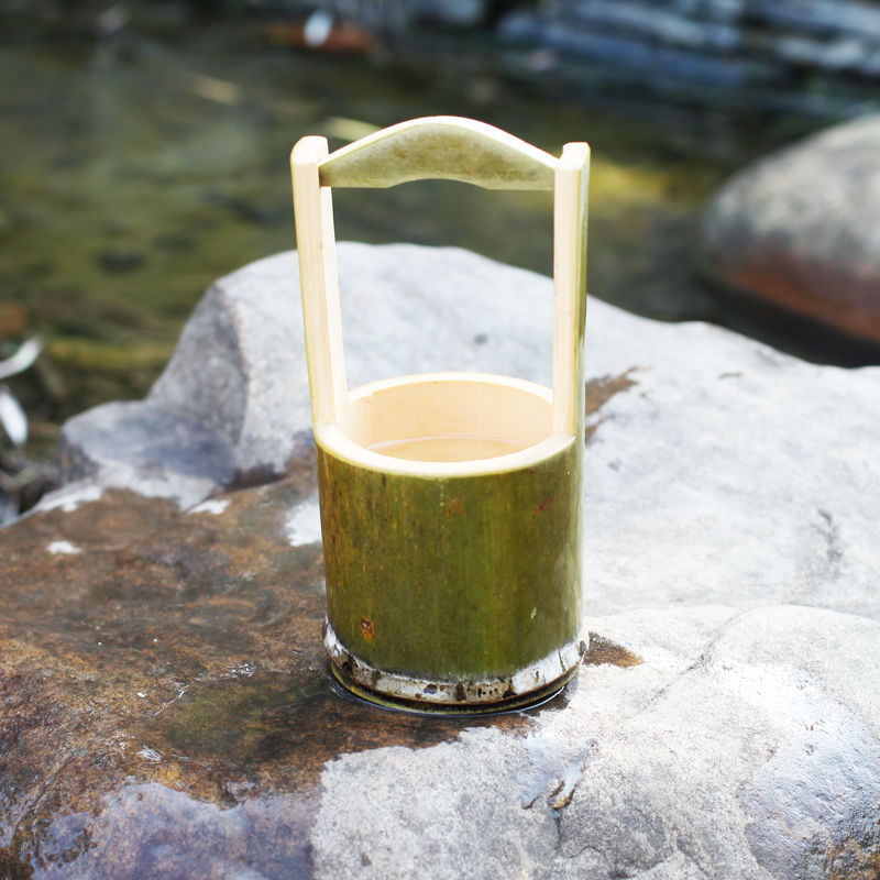 竹子水桶玩具小孩子戏水玩沙玩具竹水桶拎水竹玩具幼儿园童真玩具