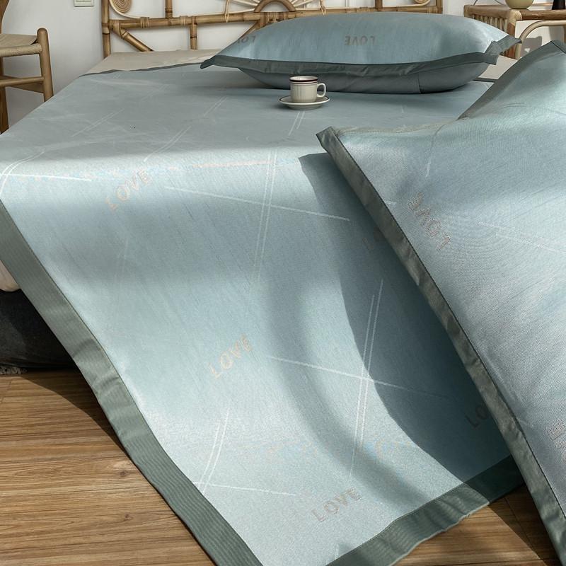 美帮汇爱心冰丝凉席三件套可水洗夏季空调养生软席1.2m1.5/1.8m床可折叠 安蒂 1.5m（5英尺）床