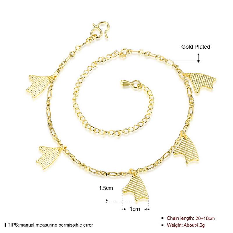 A049-A Women 18K yellow gold anklet jewelry 镀黄金色女脚链潮