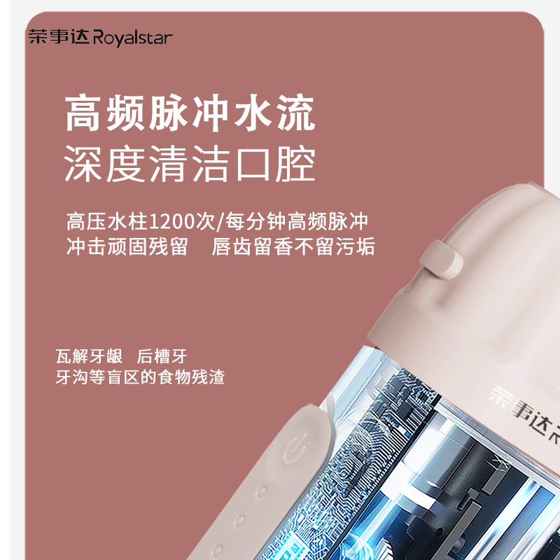 荣事达电动冲牙器小型洗牙器小型便携式伸缩儿童男女士牙齿口腔清洗神器RS-CY30H(渐变紫)高清大图