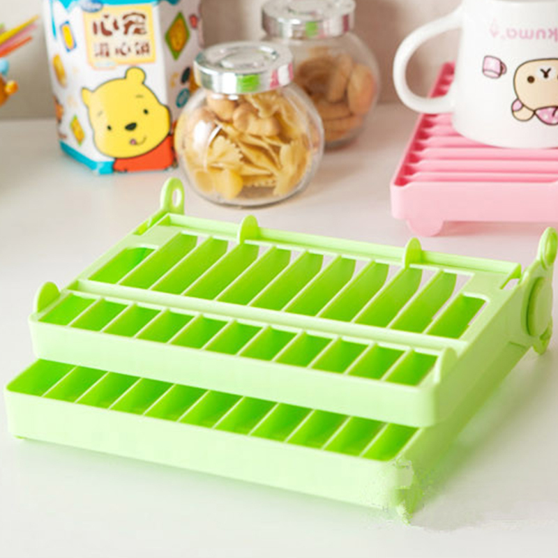 厨房可折叠盘子架置物架塑料碗架沥水收纳架盘子碟子架碗柜用具蓝色