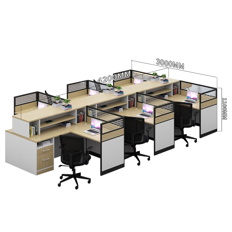 域赢屏风办公桌职员办公桌简约现代隔断员工位电脑桌工作卡位干型6人高清大图