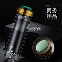 爱自由双层加厚玻璃男士商务水杯防烫便携杯子礼盒装