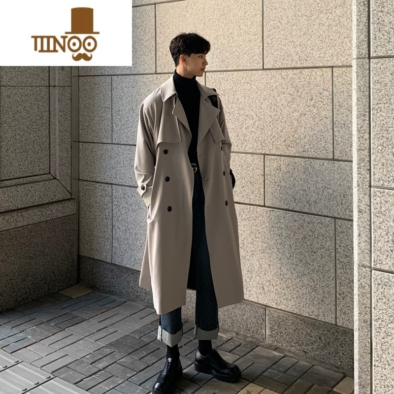 YANXU设计感英伦风衣外套男士休闲中长款战壕克苏鲁文职大衣