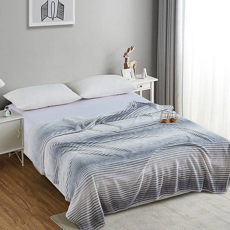 红豆家纺(HOdoHome)简格亲肤毯毛毯150×200cm高清大图