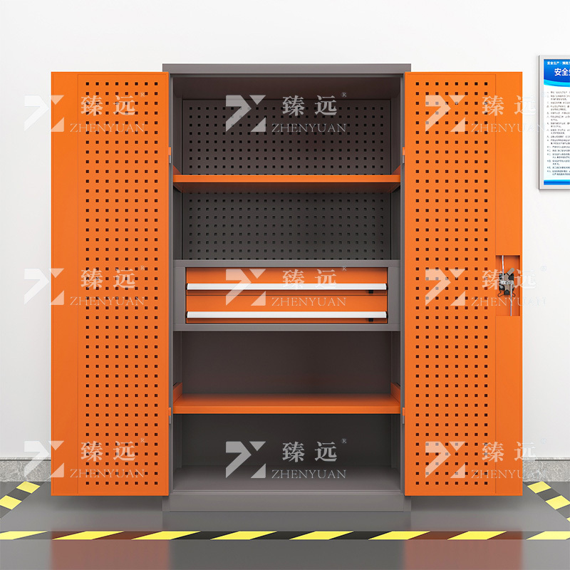 臻远ZY-GJGA-44 重型工具柜 通门带网内二斗 桔灰色 长1000*深500*高1800mm 单位:1台