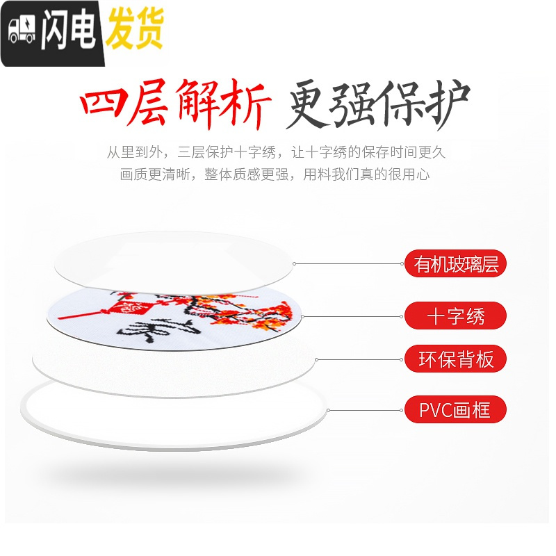 三维工匠十字绣2019新款家和万事兴5d线绣小件副简单绣客厅 棉线[37*37cm全套五幅]送有机玻璃+背板+流苏+挂绳