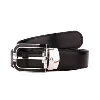 MontBlanc万宝龙男士经典系列黑色/棕色双面针扣皮带/腰带 109740