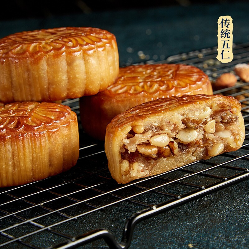 北京稻香村 玉兔纳福(五仁、铁盒)1种口味440g广式莲蓉中秋月饼礼盒装