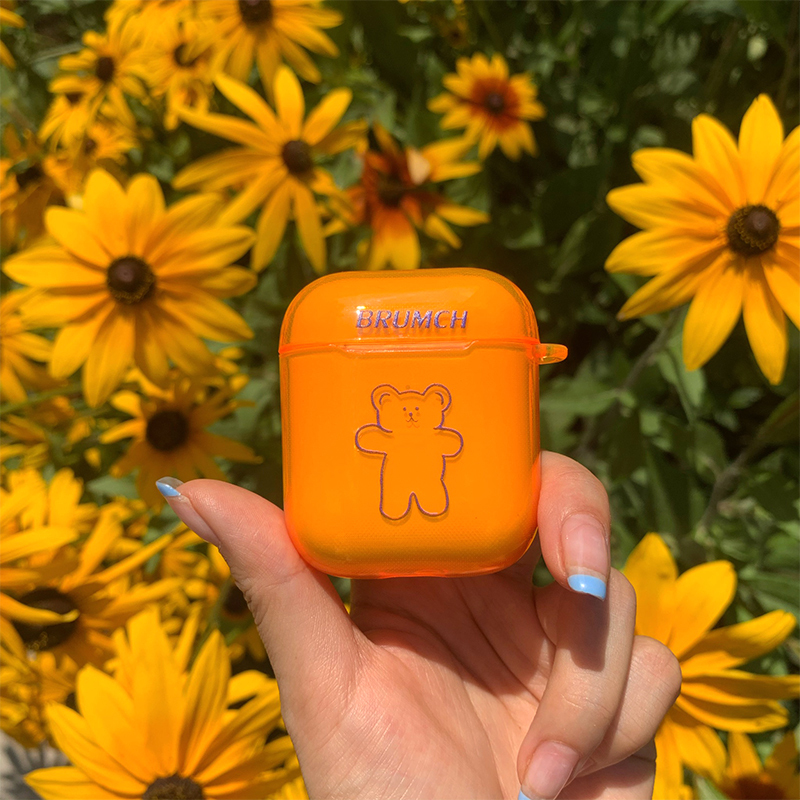 ins韩国可爱荧光小熊airpods2代适用于苹果无线蓝牙耳机套软壳pro