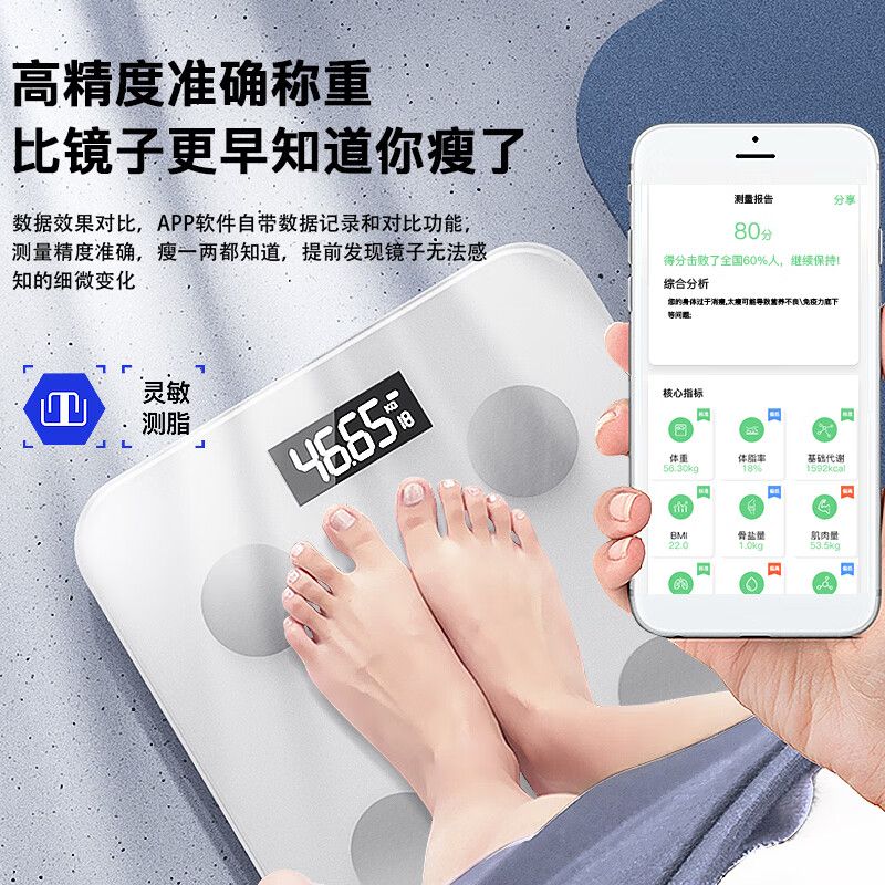 美菱智能蓝牙体脂秤 ML-T802(充电款)高清大图