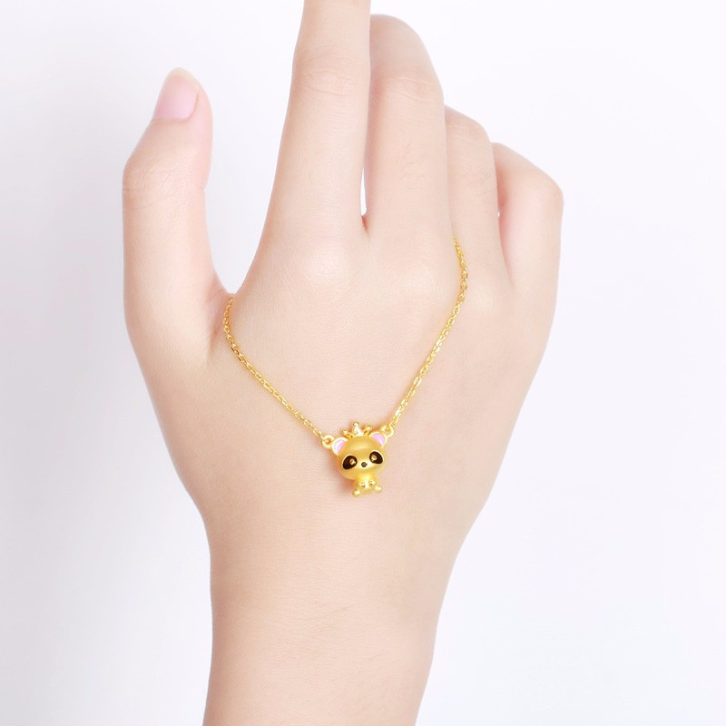 翠绿 黄金套链 精美小熊3D硬金足金999套链 金重约6.3-6.4g B08000090002