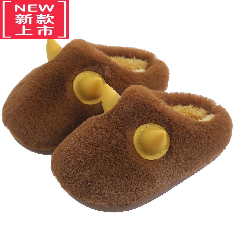 可莉允儿童棉拖鞋卡通家居秋冬季男童毛拖鞋女室内小童宝宝亲子包跟棉鞋图片