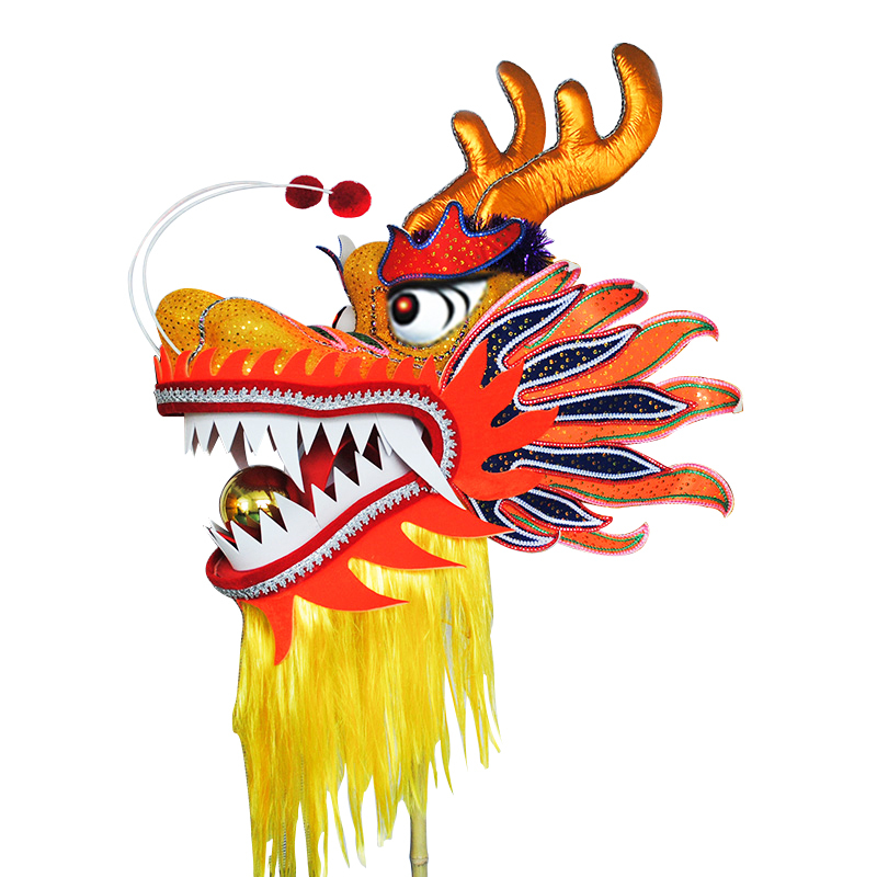 风雷缘wl9节黄色烫金舞龙道具龙灯服装舞狮龙狮表演龙头布龙钢丝龙