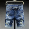 圣吉奥牛仔短裤男夏季薄款宽松直筒破洞马裤休闲潮牌男士五分中裤