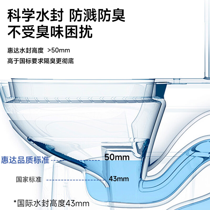 惠达（HUIDA）马桶卫生间大冲力马桶虹吸排污马桶坐便器 D818【抗菌座圈一级水效】高清大图